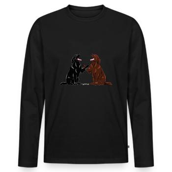Flattie Pair 2 - Men's Premium Organic Long Sleeve Shirt - black - Front - Nico (187cm)