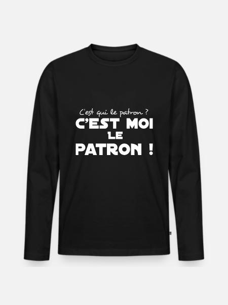 Humour c'est qui le patron tshirt personnalisė - T-shirt manches longues Premium bio Homme - noir