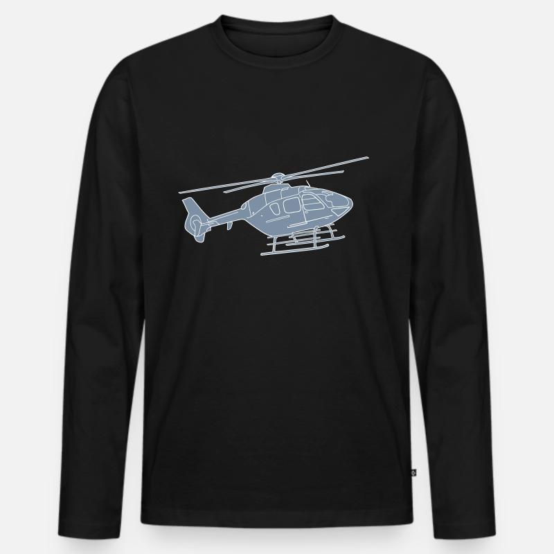 Hubschrauber 2 - Männer Premium Bio Langarmshirt - Schwarz