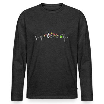 Battement de coeur Jardinage idée cadeau anniversaire - T-shirt manches longues Premium bio Homme - anthracite chiné - Devant - Nico (187cm)