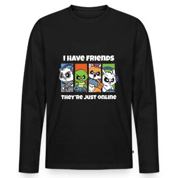 Ich habe Freunde, sie sind nur Online-Gamer Witz - Männer Premium Bio Langarmshirt - Schwarz - Vorne - Nico (187cm)