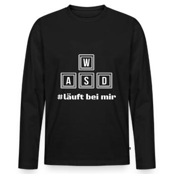 WASD läuft bei mir - Männer Premium Bio Langarmshirt - Schwarz - Vorne - Nico (187cm)
