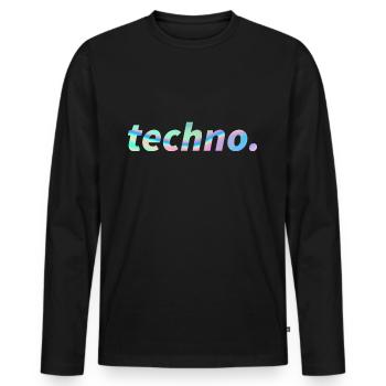Techno Rave Festival Electro Musik Raver - Männer Premium Bio Langarmshirt - Schwarz - Vorne - Nico (187cm)