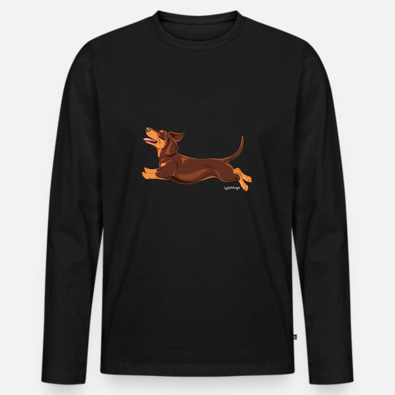 Dackel glatt 2 - Männer Premium Bio Langarmshirt - Schwarz