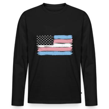 Transgender Pride USA LGBT Trans Drapeau - T-shirt manches longues Premium bio Homme - noir - Devant - Nico (187cm)