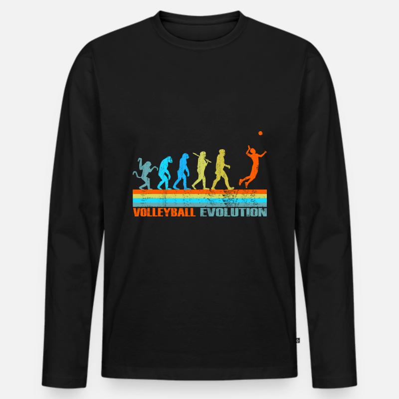 Volleyball Evolution retro Geschenk - Männer Premium Bio Langarmshirt - Schwarz