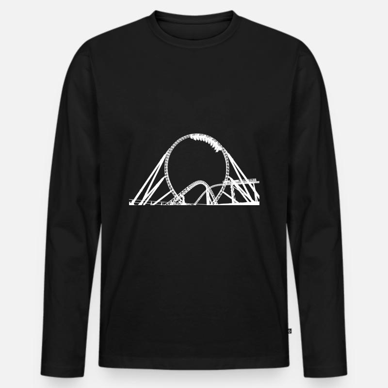 Achterbahn Rummel Looping Jahrmarkt Kirmes - Männer Premium Bio Langarmshirt - Schwarz