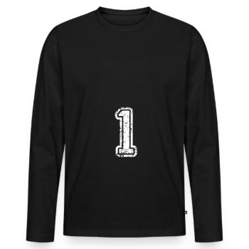 Numéro 1 - T-shirt manches longues Premium bio Homme - noir - Devant - Nico (187cm)