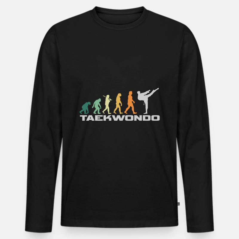 Taekwondo Retro Style - Evolution Mann - Männer Premium Bio Langarmshirt - Schwarz