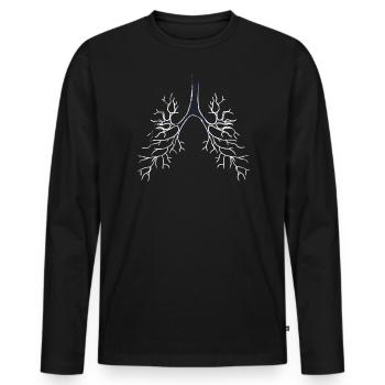 Bronches Poumons - T-shirt manches longues Premium bio Homme - noir - Devant - Nico (187cm)