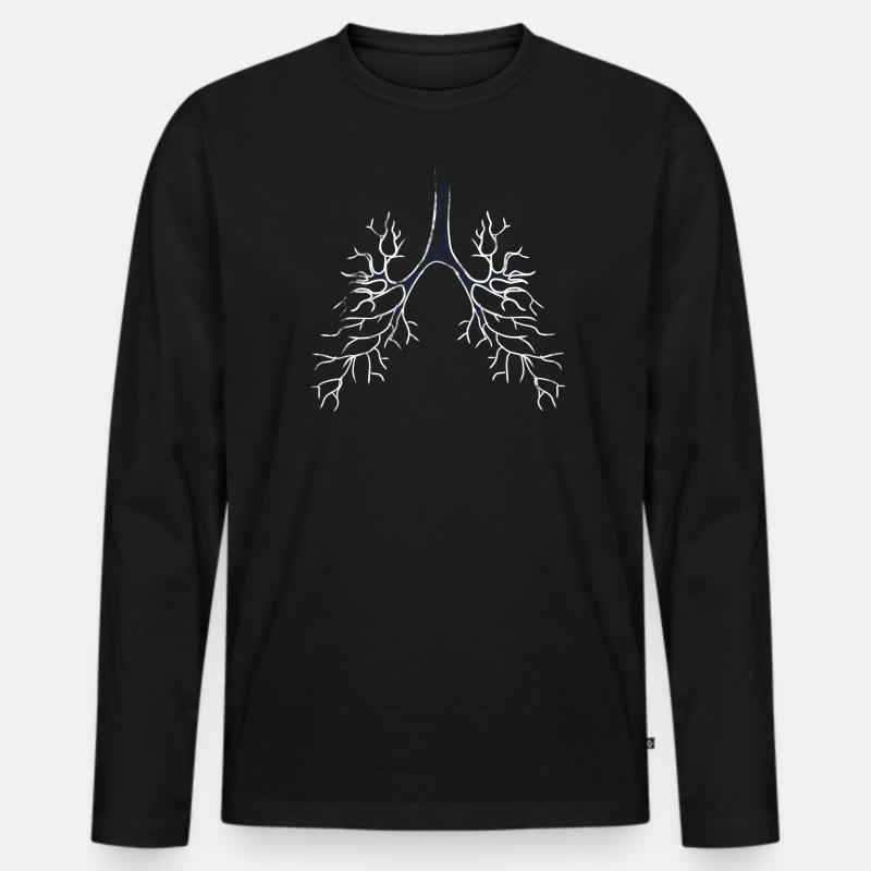 Bronchien Lunge - Männer Premium Bio Langarmshirt - Schwarz