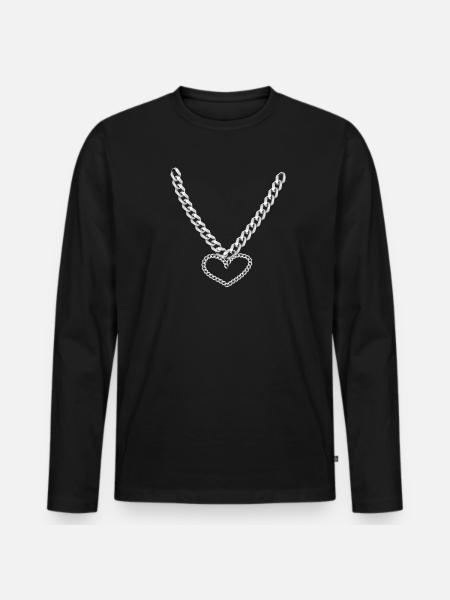 Heart Chain - Men's Premium Organic Long Sleeve Shirt - black