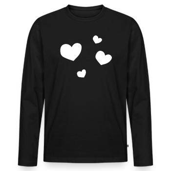 vier Herzen - Männer Premium Bio Langarmshirt - Schwarz - Vorne - Nico (187cm)
