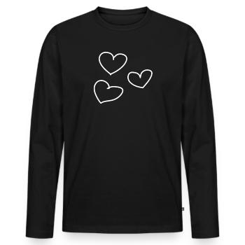 heart heart - Men's Premium Organic Long Sleeve Shirt - black - Front - Nico (187cm)
