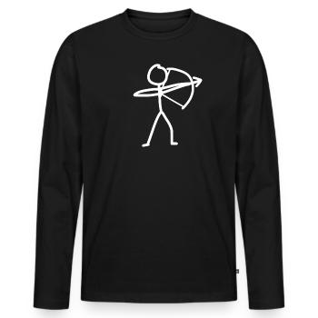 Pfeil Bogen - Männer Premium Bio Langarmshirt - Schwarz - Vorne - Nico (187cm)