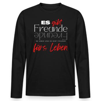 Beste Freunde FREUND Kumpel Kumpels - Männer Premium Bio Langarmshirt - Schwarz - Vorne - Nico (187cm)