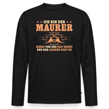 Maurermeister hat Recht Maurer Geschenk - Männer Premium Bio Langarmshirt - Schwarz - Vorne - Nico (187cm)