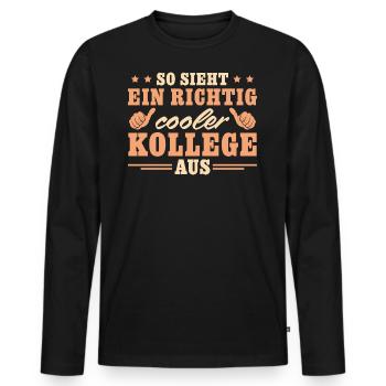 Bester Arbeitskollege Richtig cooler Kollege - Männer Premium Bio Langarmshirt - Schwarz - Vorne - Nico (187cm)