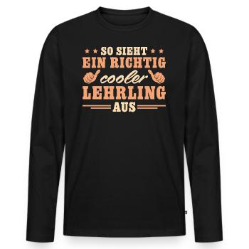 Auszubildender Richtig cooler Lehrling - Männer Premium Bio Langarmshirt - Schwarz - Vorne - Nico (187cm)