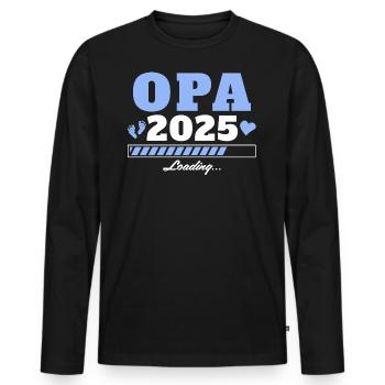 Opa 2025 loading Schwangerschaft verkünden - Männer Premium Bio Langarmshirt - Schwarz - Vorne - Nico (187cm)