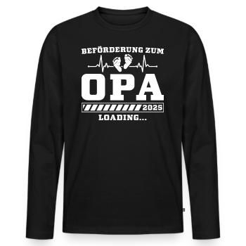 Opa 2025 Loading Schwangerschaftsankündigung - Männer Premium Bio Langarmshirt - Schwarz - Vorne - Nico (187cm)