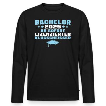 Abschlussprüfung Studium Bachelor 2025 - Männer Premium Bio Langarmshirt - Schwarz - Vorne - Nico (187cm)