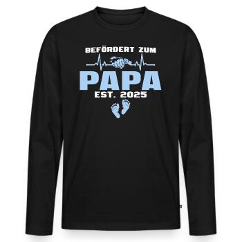 Papa est. 2025 Vater - Männer Premium Bio Langarmshirt - Schwarz - Vorne - Nico (187cm)