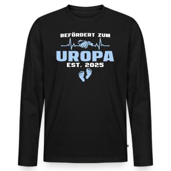 Befördert zum Uropa est. 2025 - Männer Premium Bio Langarmshirt - Schwarz - Vorne - Nico (187cm)