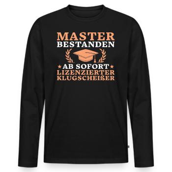 Master Abschluss bestandenes Studium - Männer Premium Bio Langarmshirt - Schwarz - Vorne - Nico (187cm)