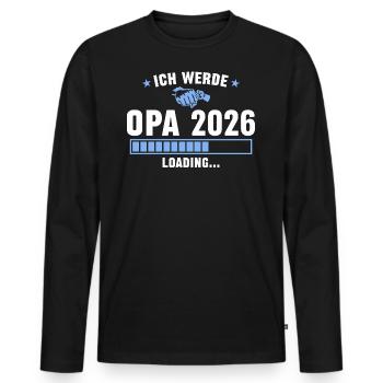 Opa 2026 Werdender Großvater - Männer Premium Bio Langarmshirt - Schwarz - Vorne - Nico (187cm)