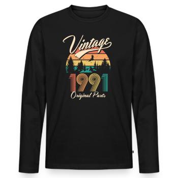 Vintage 1991 30th Birthday Thirty Years Gift - Men's Premium Organic Long Sleeve Shirt - black - Front - Nico (187cm)