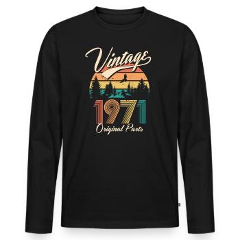 Vintage 1971 50th Birthday Fiftieth Gift - Men's Premium Organic Long Sleeve Shirt - black - Front - Nico (187cm)