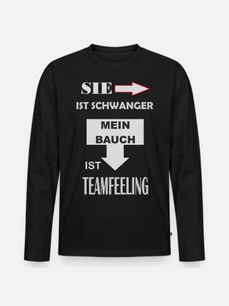 schwanger teamfeeling vater werden - Männer Premium Bio Langarmshirt - Schwarz