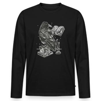 Rabe - Männer Premium Bio Langarmshirt - Schwarz - Vorne - Nico (187cm)