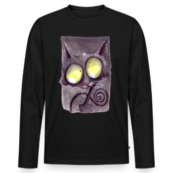 Serial Cat 19 - Men's Premium Organic Long Sleeve Shirt - black - Front - Nico (187cm)