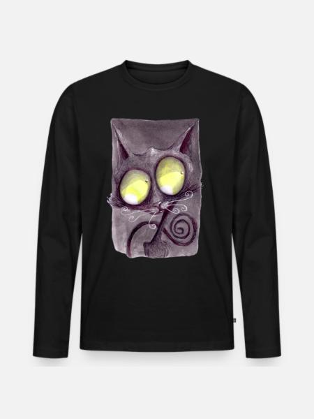 Serial Cat 19 - Men's Premium Organic Long Sleeve Shirt - black