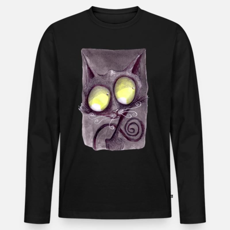 Serien-Cat 19 - Männer Premium Bio Langarmshirt - Schwarz