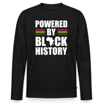 Powered By Black History Independence Day - Men's Premium Organic Long Sleeve Shirt - black - Front - Nico (187cm)