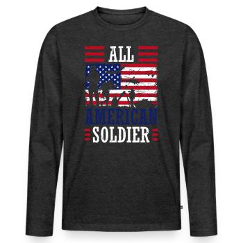 All American Soldier 4 juillet Soldier Independence - T-shirt manches longues Premium bio Homme - anthracite chiné - Devant - Nico (187cm)
