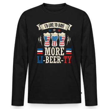 Ich Möchte Mehr Li-bier-ty 4. Juli - Männer Premium Bio Langarmshirt - Schwarz - Vorne - Nico (187cm)