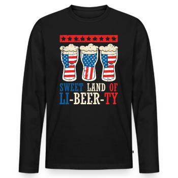 Süßes Land Der Li-bier-ty 4. Juli - Männer Premium Bio Langarmshirt - Schwarz - Vorne - Nico (187cm)