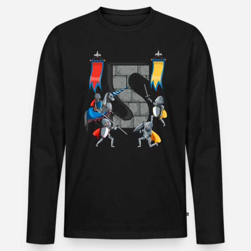 Mittelalterliche Ritter Mittelalter Geschichte - Männer Premium Bio Langarmshirt - Schwarz