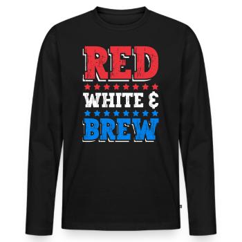 Red white and brown drink July 4 - Men's Premium Organic Long Sleeve Shirt - black - Front - Nico (187cm)