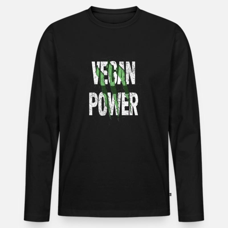 Vegan Power - Männer Premium Bio Langarmshirt - Schwarz