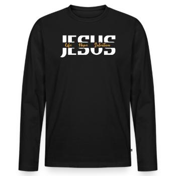 Jesus Life Hope Salvation Christian - Men's Premium Organic Long Sleeve Shirt - black - Front - Nico (187cm)