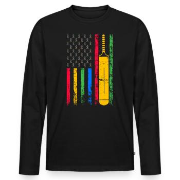 Drapeau sportif américain - T-shirt manches longues Premium bio Homme - noir - Devant - Nico (187cm)