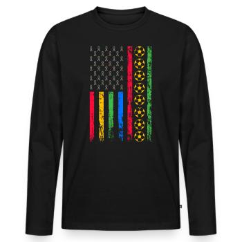 Drapeau sportif américain - T-shirt manches longues Premium bio Homme - noir - Devant - Nico (187cm)