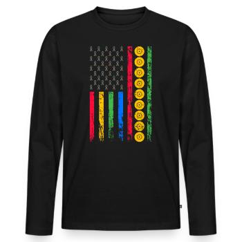 Drapeau sportif américain - T-shirt manches longues Premium bio Homme - noir - Devant - Nico (187cm)