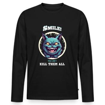 SOURIRE tu ne peux pas tous les tuer - T-shirt manches longues Premium bio Homme - noir - Devant - Nico (187cm)