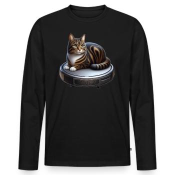 Vacuum Cleaner Driver Kitten Lover - Men's Premium Organic Long Sleeve Shirt - black - Front - Nico (187cm)